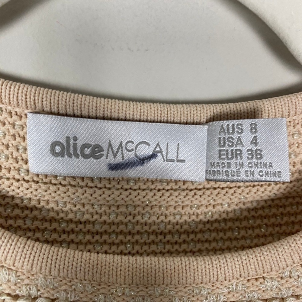 Alice McCall Sweater Womens 4 Pink Big Exit Top Fringe Metallic Knit Cropped - Picture 4 of 10